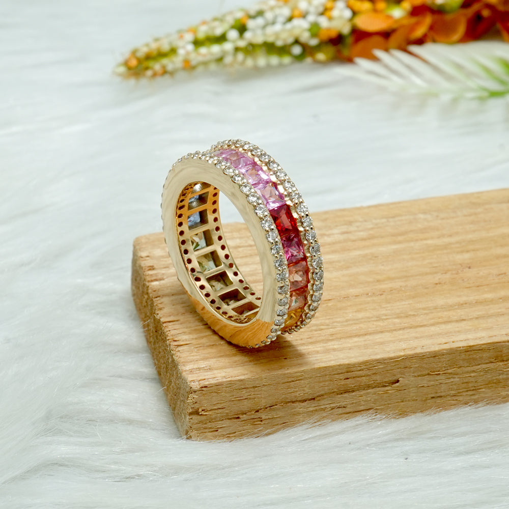 Multi Sapphire & Natural Diamond Wide Eternity Ring