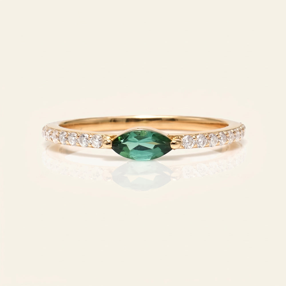 Green Tourmaline & Moissanite Engagement Ring