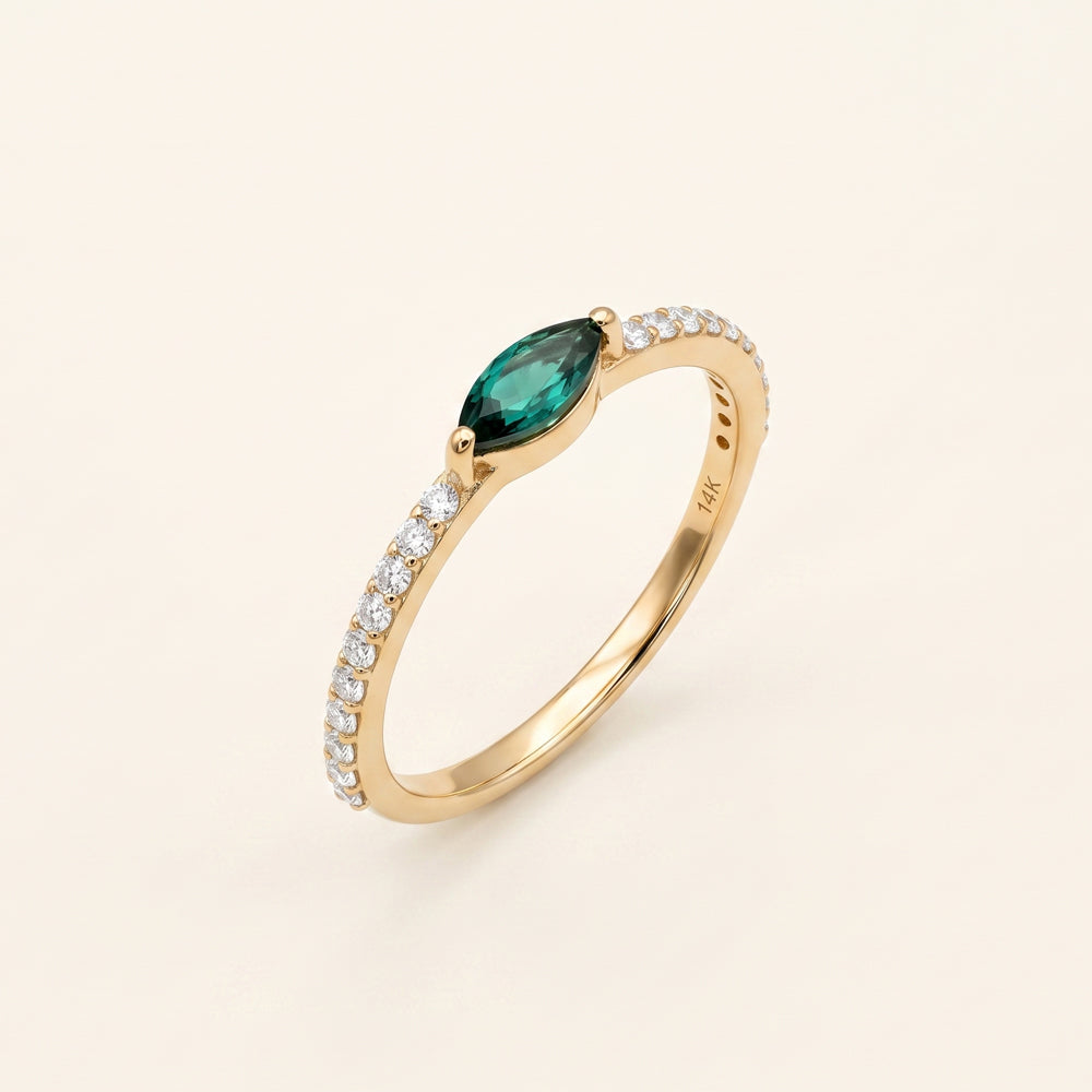 Green Tourmaline & Moissanite Engagement Ring