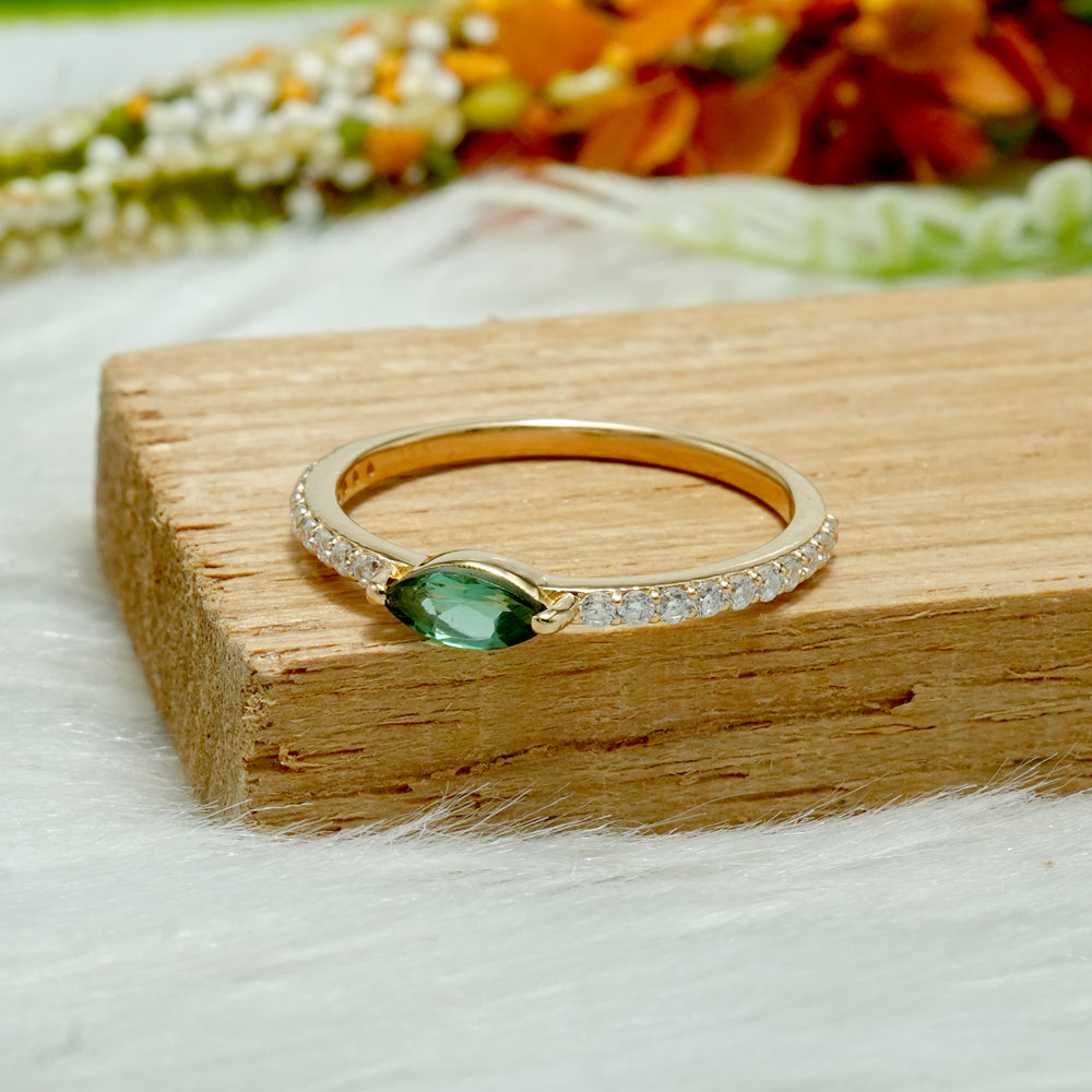 Green Tourmaline & Moissanite Engagement Ring