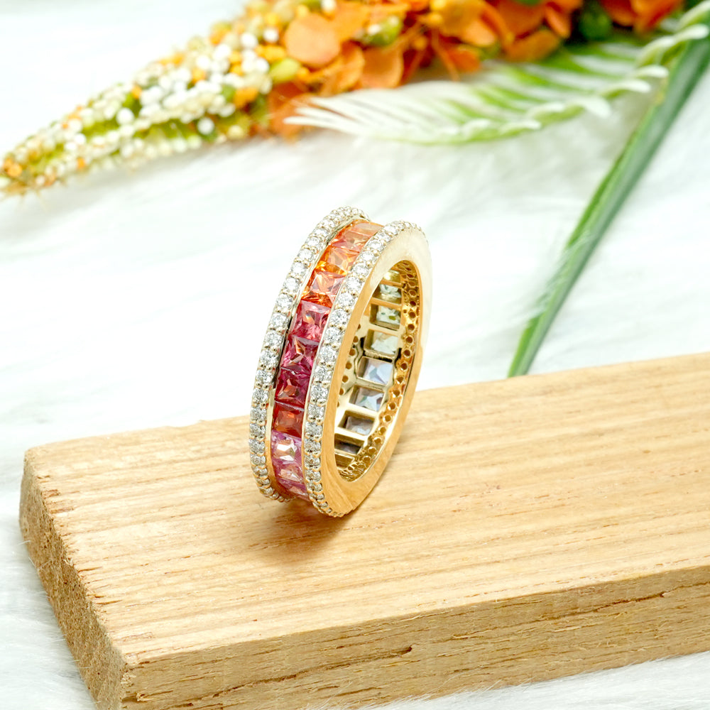 Multi Sapphire & Natural Diamond Wide Eternity Ring