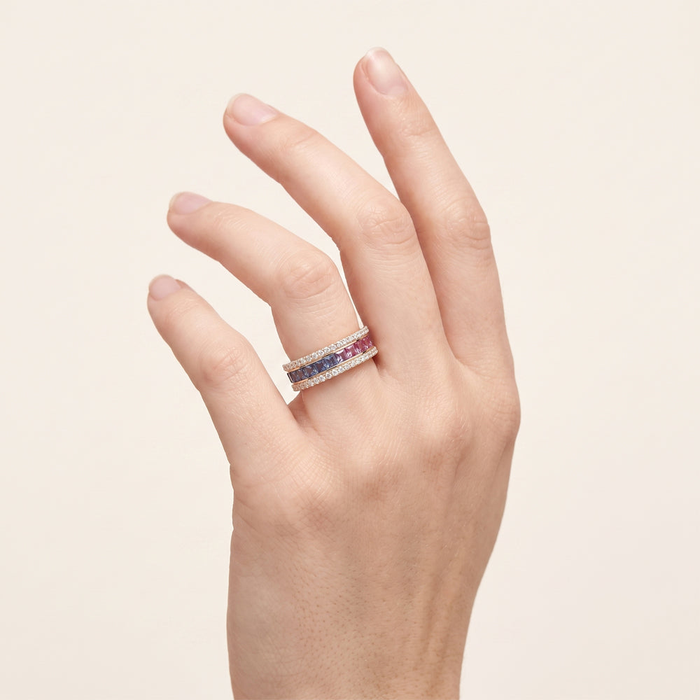 Multi Sapphire & Natural Diamond Wide Eternity Ring