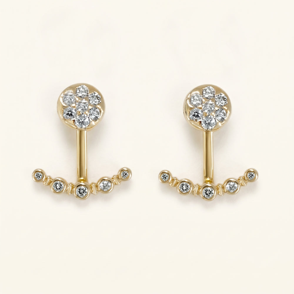 Natural Diamond Floral Jacket Earrings