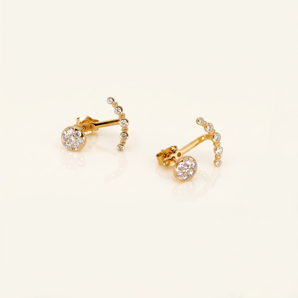 Natural Diamond Floral Jacket Earrings