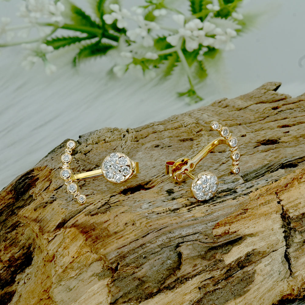 Natural Diamond Floral Jacket Earrings