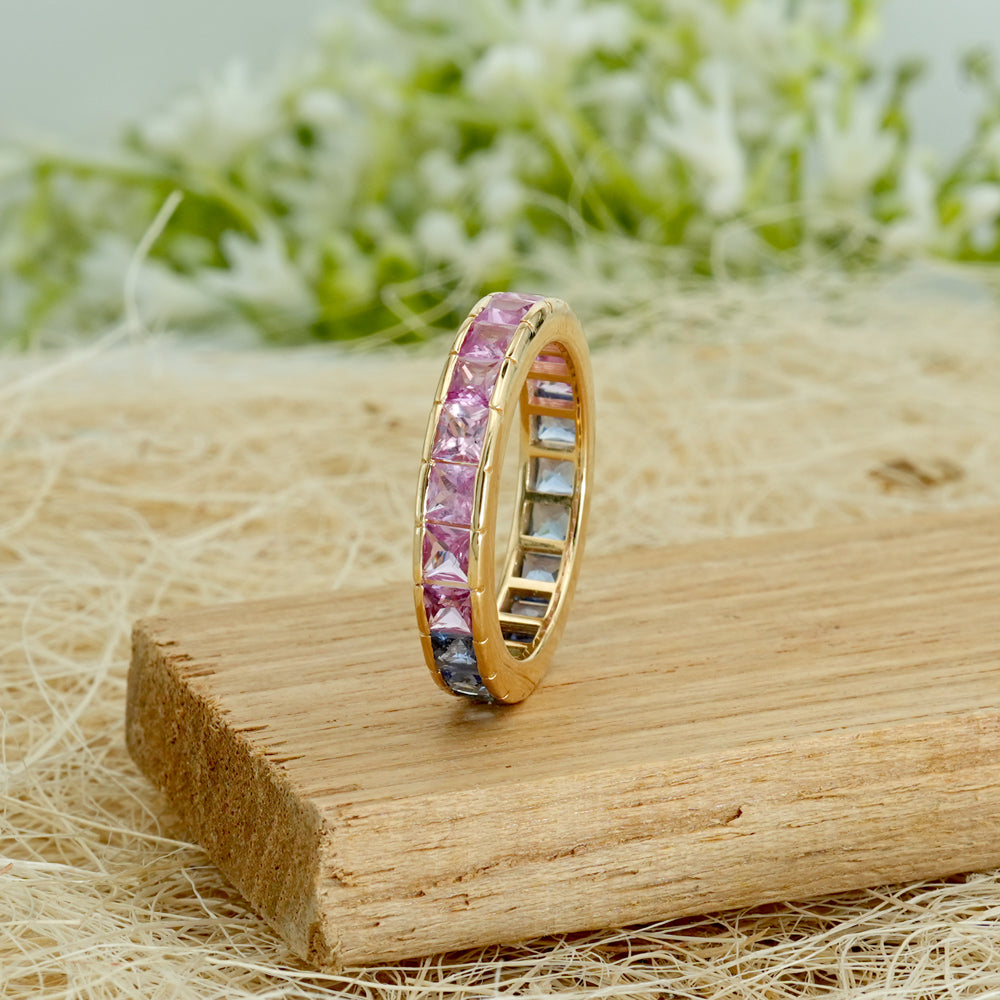 Blue & Pink Multi Sapphire Eternity Ring