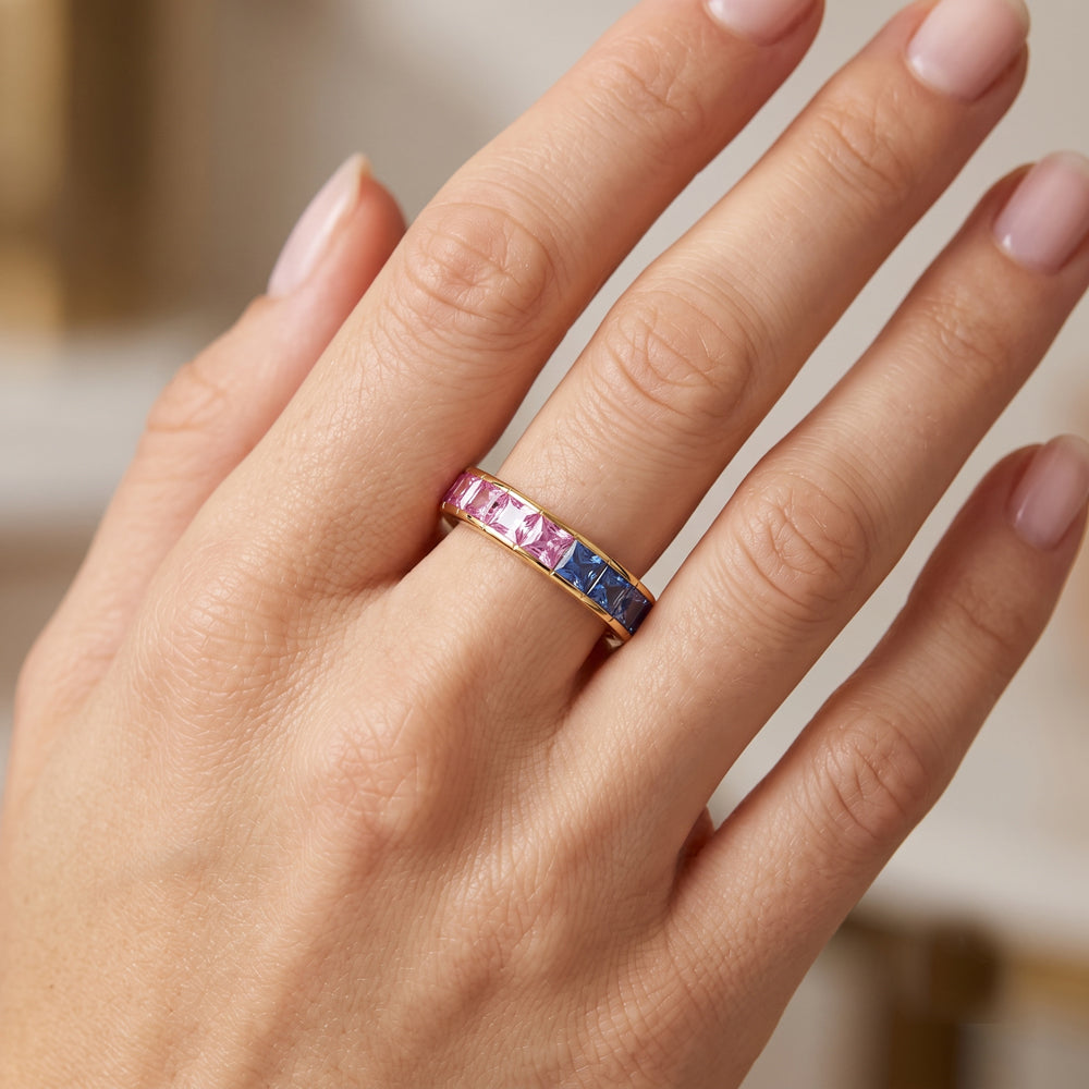 Blue & Pink Multi Sapphire Eternity Ring