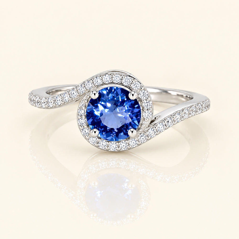 Tanzanite & Moissanite Swirl Engagement Ring