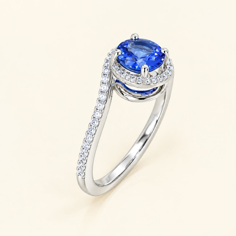 Tanzanite & Moissanite Swirl Engagement Ring
