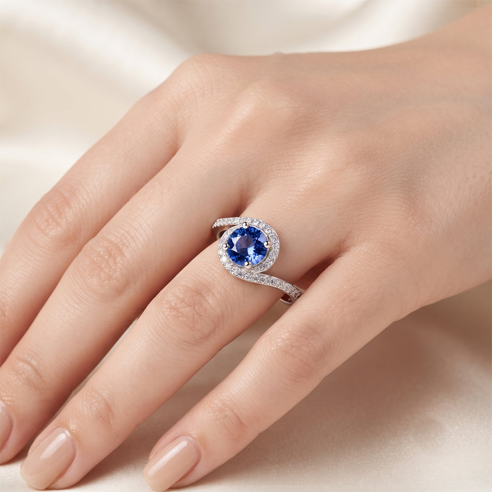 Tanzanite & Moissanite Swirl Engagement Ring