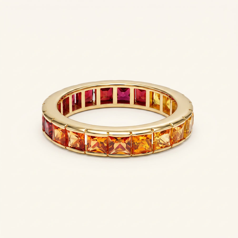 Orange & Red Multi Sapphire Eternity Ring