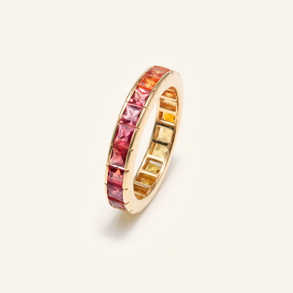 Orange & Red Multi Sapphire Eternity Ring