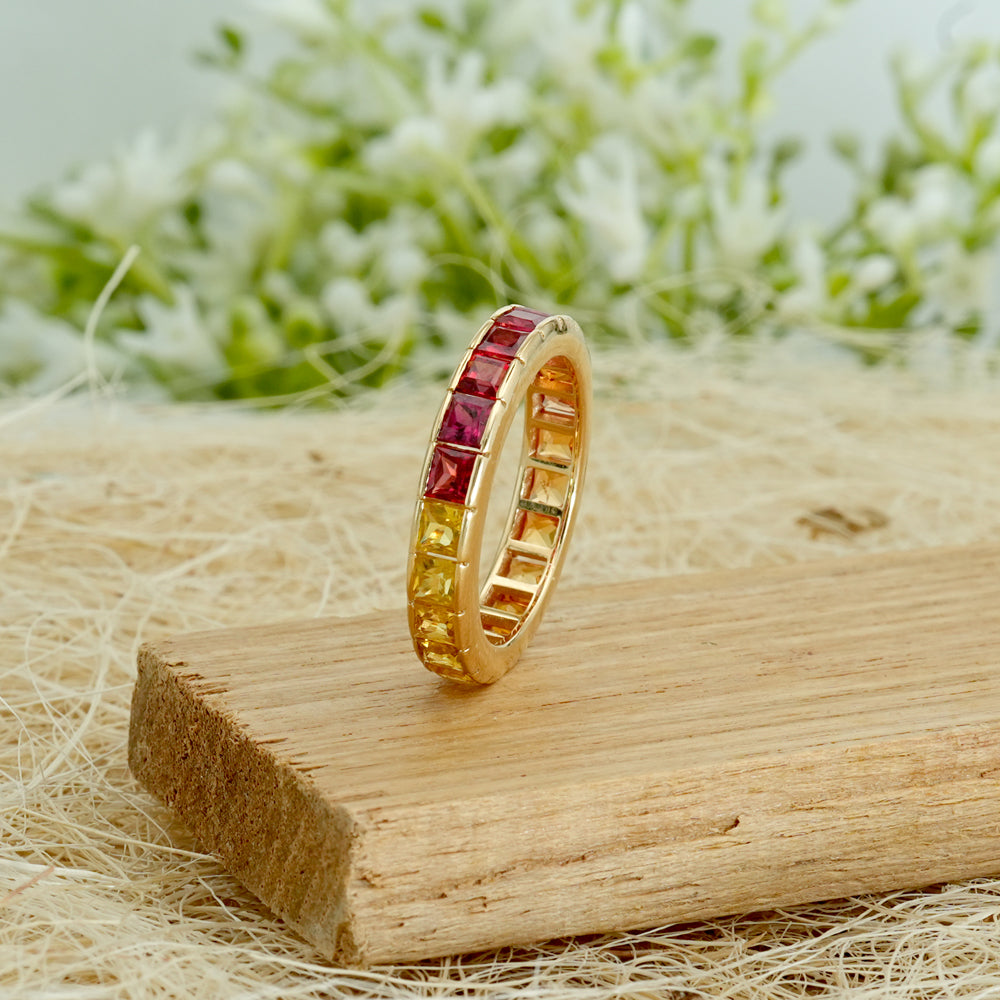 Orange & Red Multi Sapphire Eternity Ring