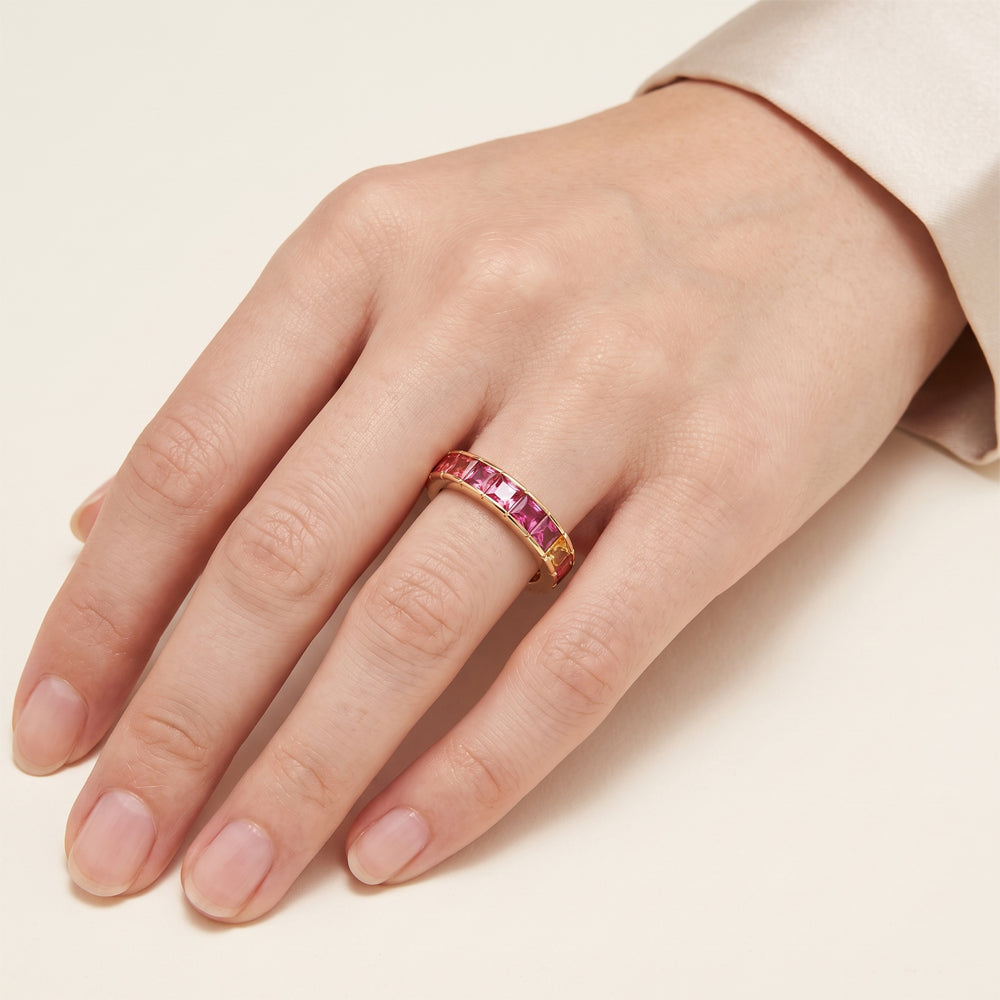 Orange & Red Multi Sapphire Eternity Ring