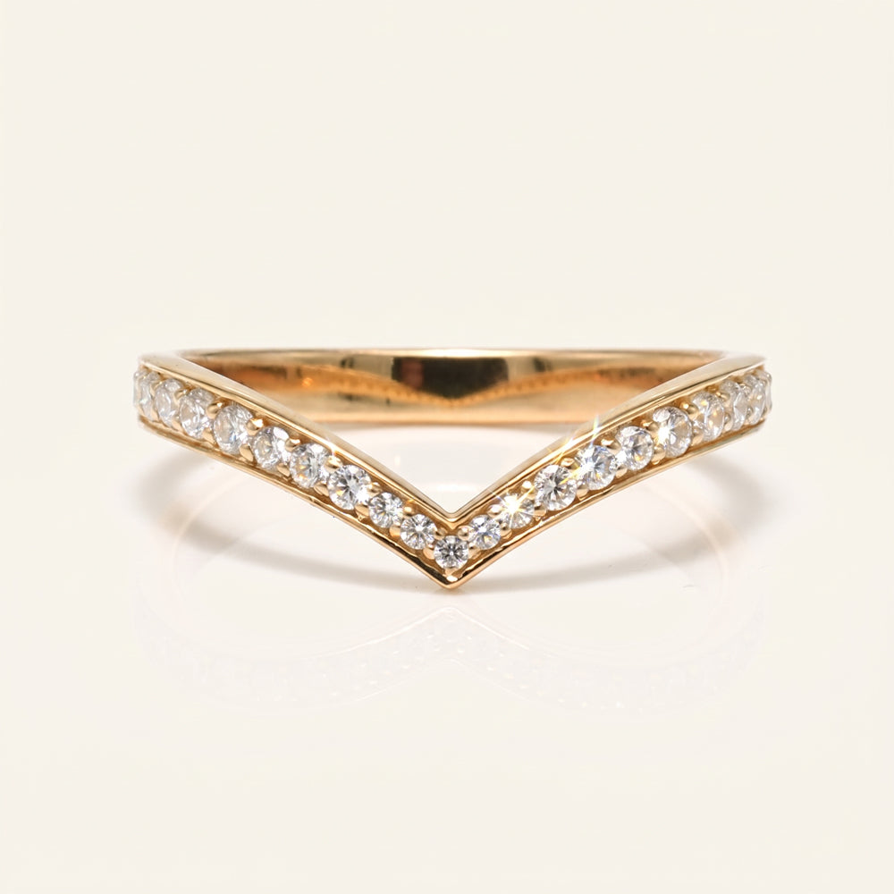 Moissanite Chevron Wedding Ring