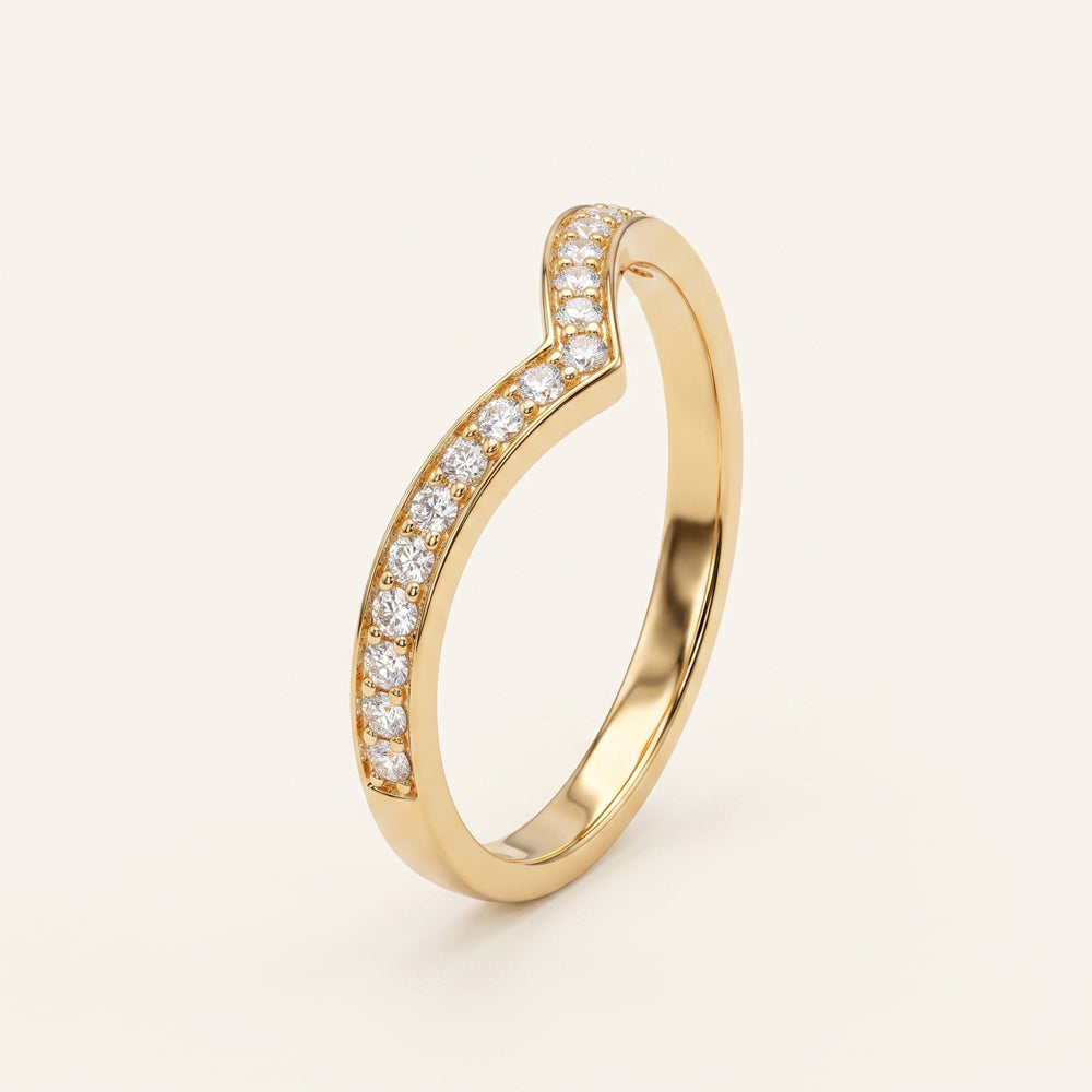 Moissanite Chevron Wedding Ring