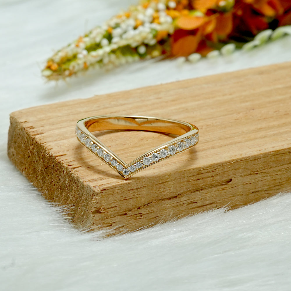Moissanite Chevron Wedding Ring