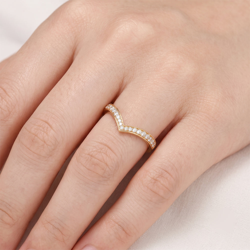 Moissanite Chevron Wedding Ring