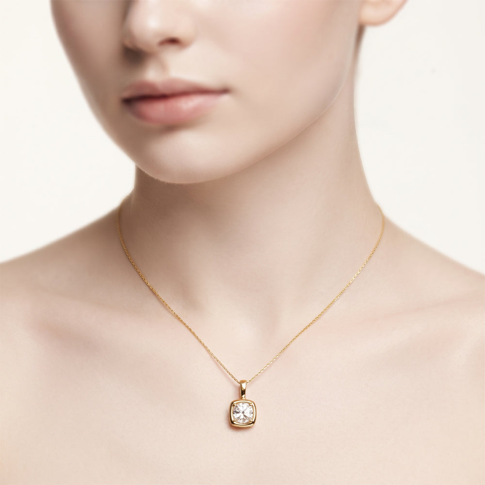 Lab Grown Diamond Cushion Cluster Necklace