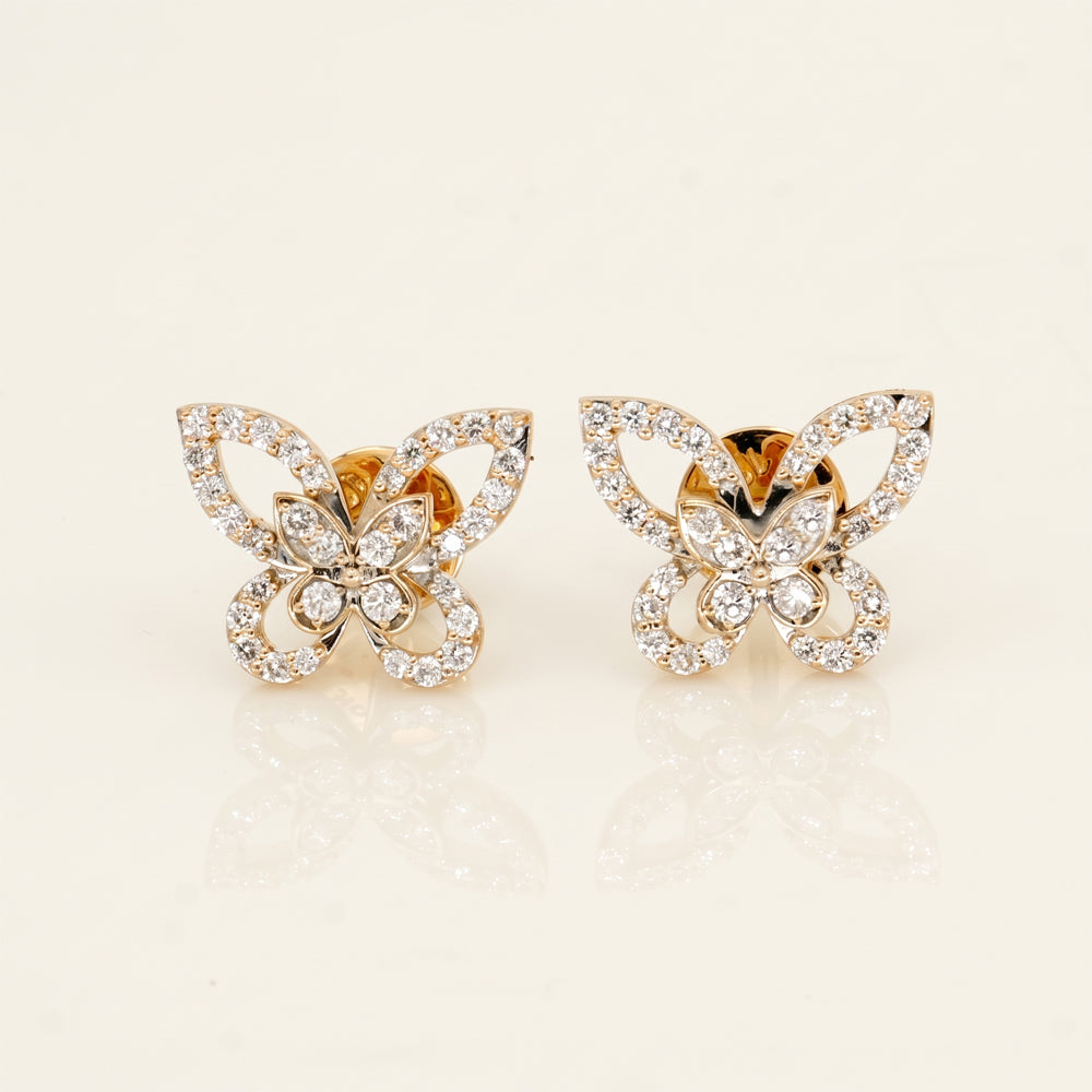 Natural Diamond Butterfly Stud Earrings