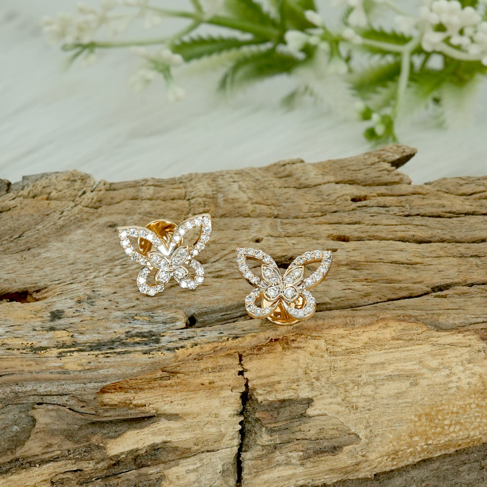 Natural Diamond Butterfly Stud Earrings