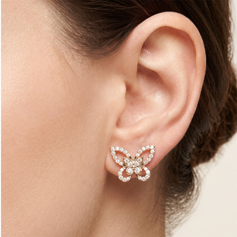 Natural Diamond Butterfly Stud Earrings