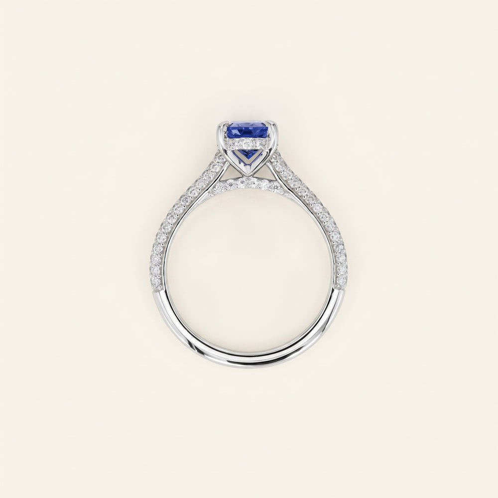 Tanzanite & Moissanite Pavé Engagement Ring
