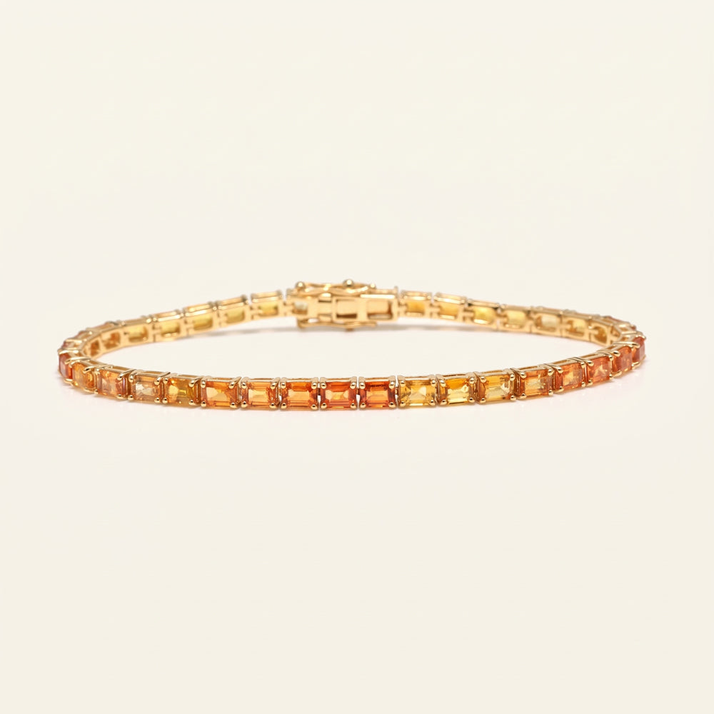 Orange Multi Sapphire Tennis Bracelet