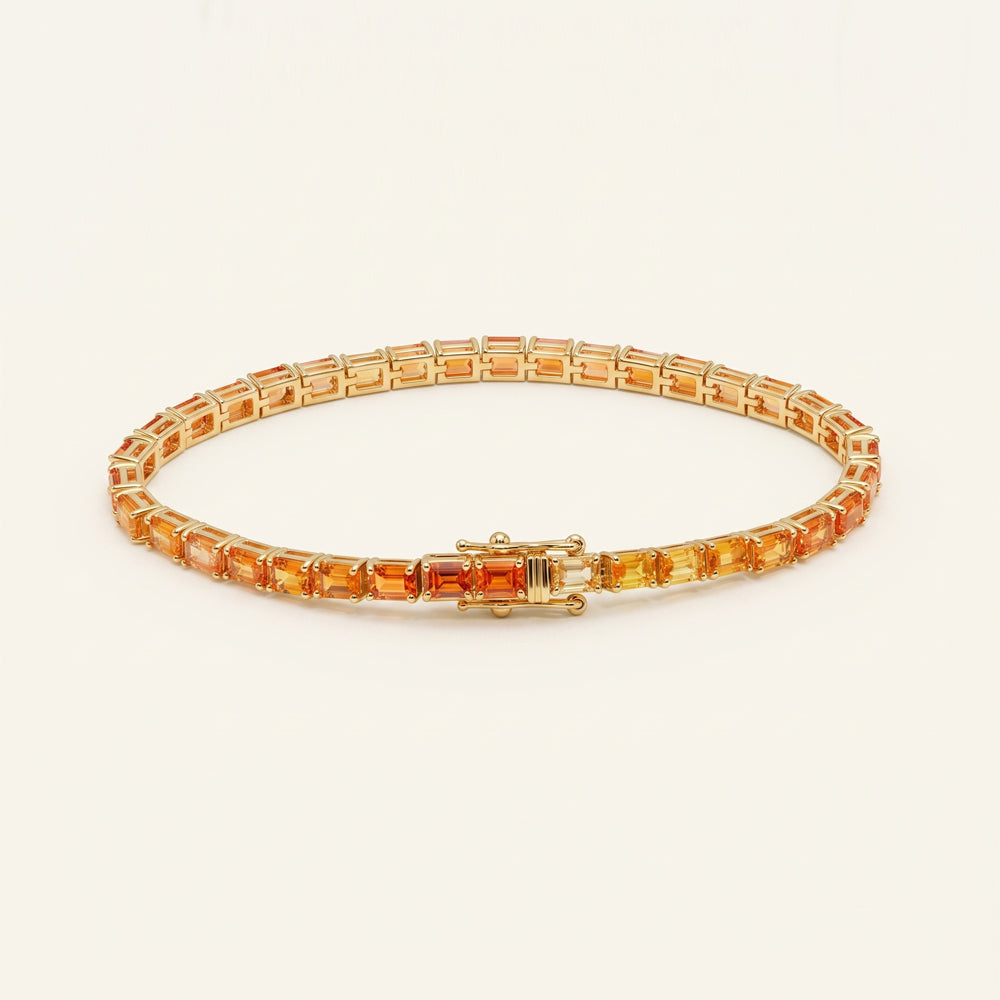 Orange Multi Sapphire Tennis Bracelet