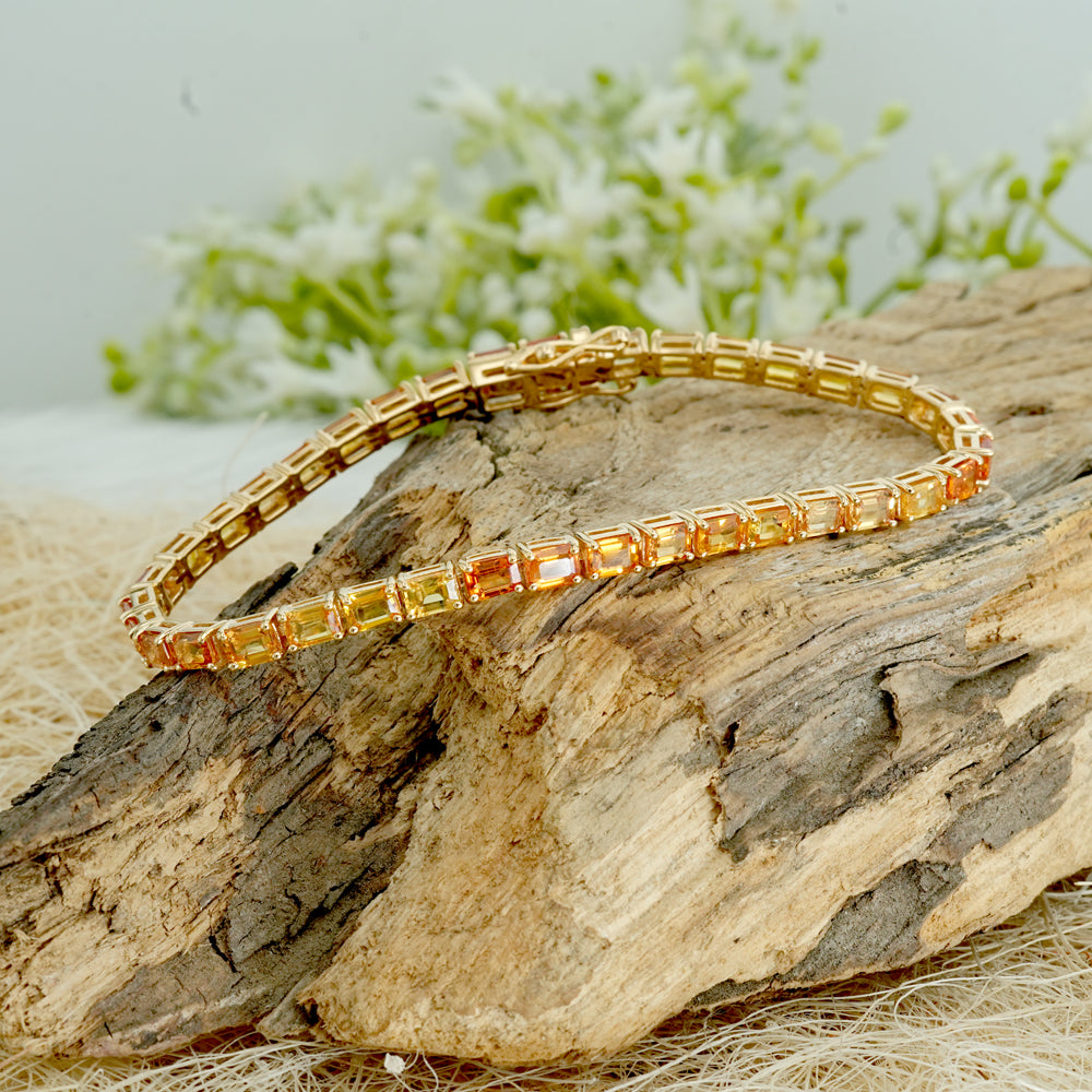 Orange Multi Sapphire Tennis Bracelet