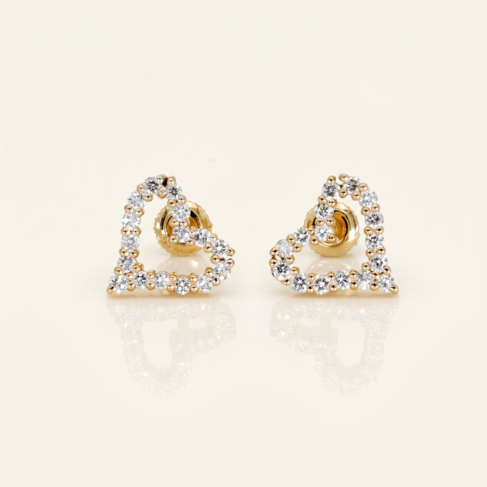 Natural Diamond Heart Stud Earrings