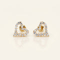 Natural Diamond Heart Stud Earrings