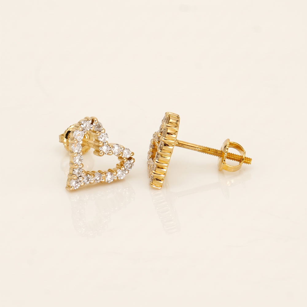Natural Diamond Heart Stud Earrings