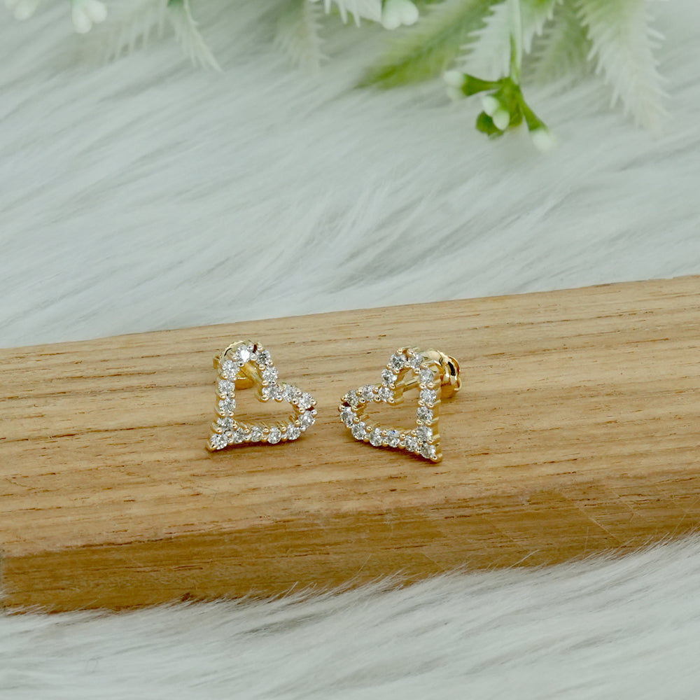 Natural Diamond Heart Stud Earrings