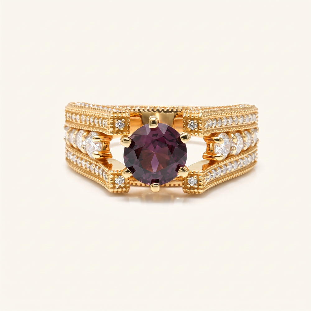 Spinel & Moissanite Ornate Cocktail Ring