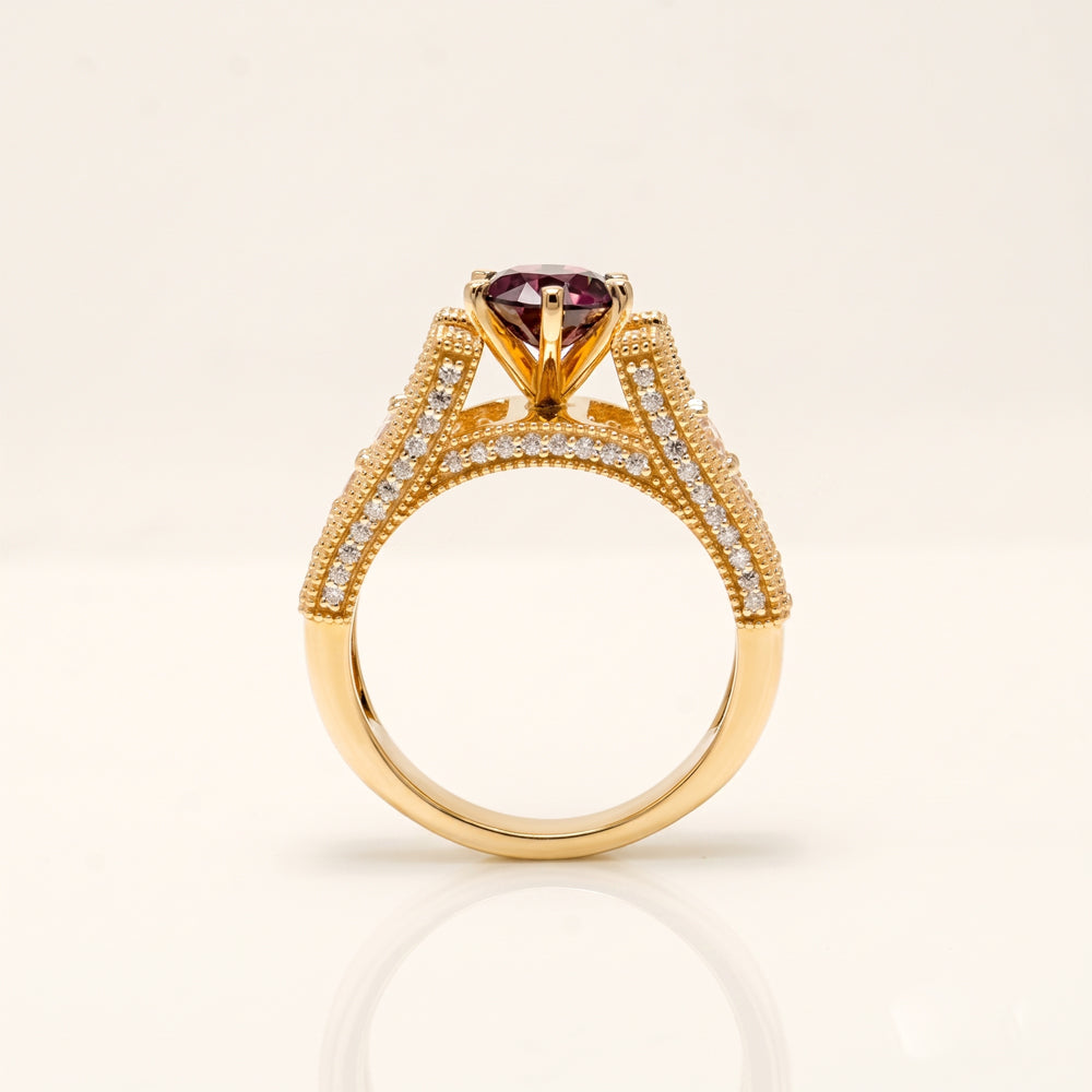 Spinel & Moissanite Ornate Cocktail Ring
