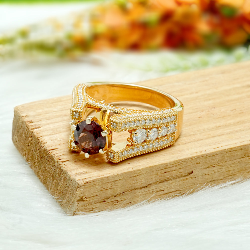 Spinel & Moissanite Ornate Cocktail Ring