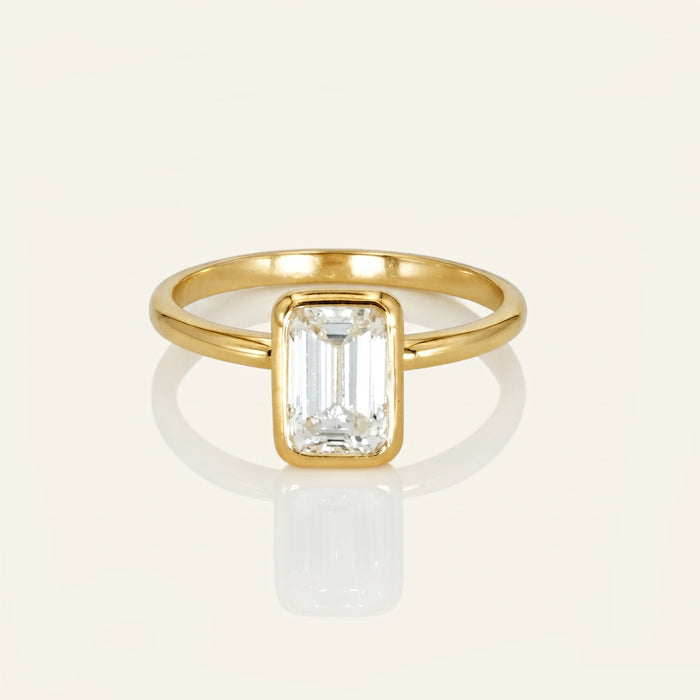 Emerald Cut Lab Grown Diamond Bezel Ring