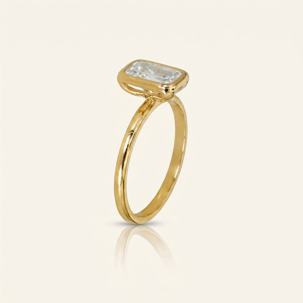 Emerald Cut Lab Grown Diamond Bezel Ring