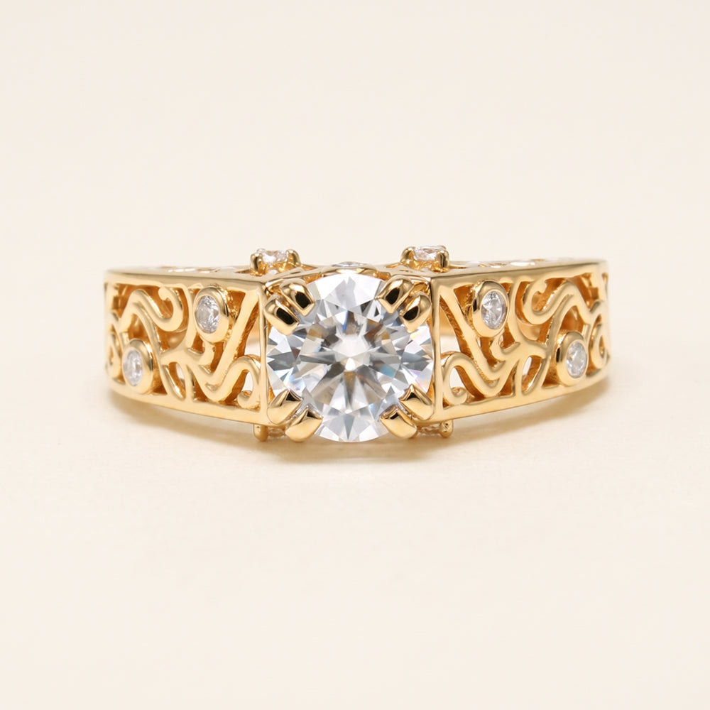 Ornate Moissanite Cocktail Ring