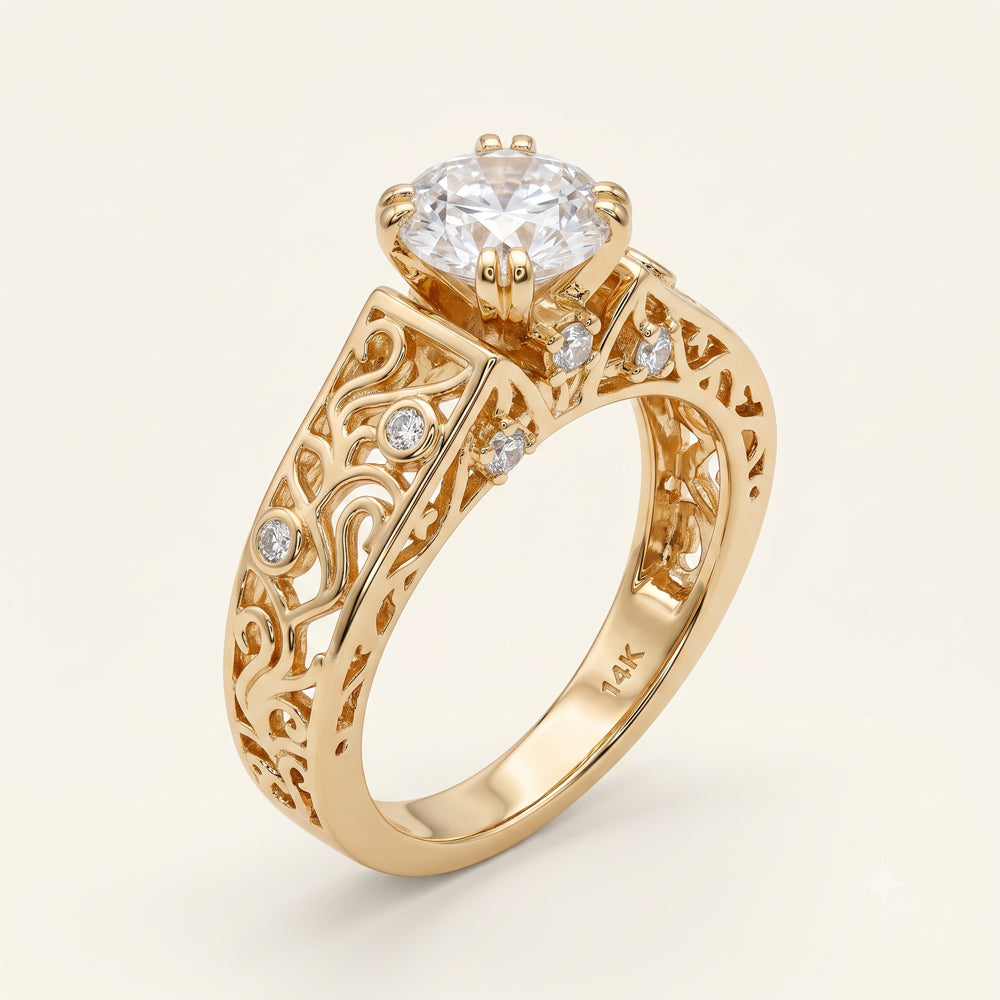 Ornate Moissanite Cocktail Ring
