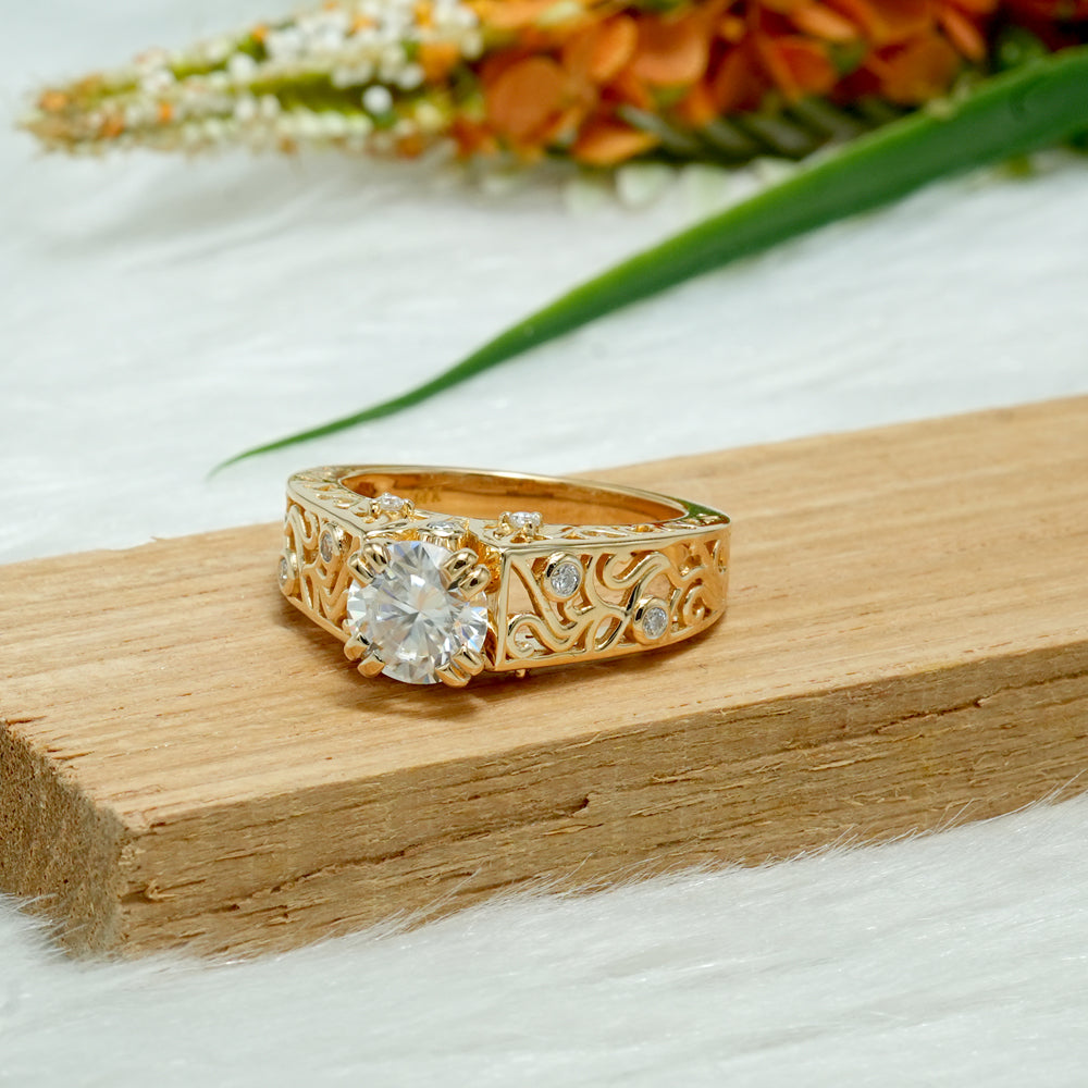 Ornate Moissanite Cocktail Ring