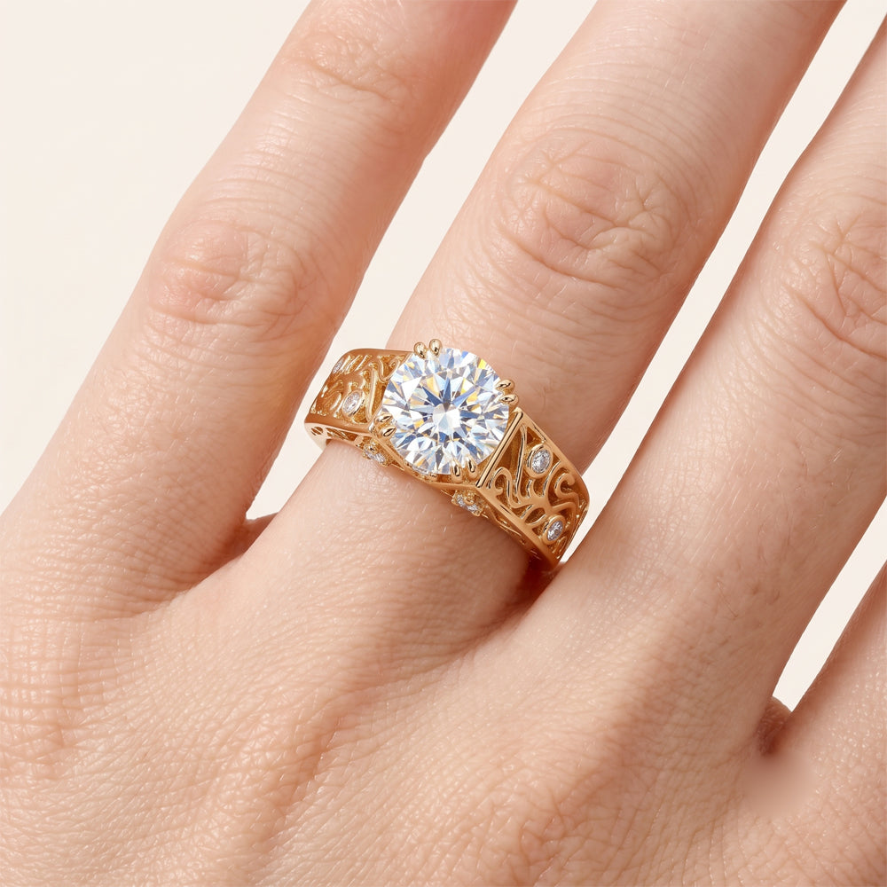 Ornate Moissanite Cocktail Ring
