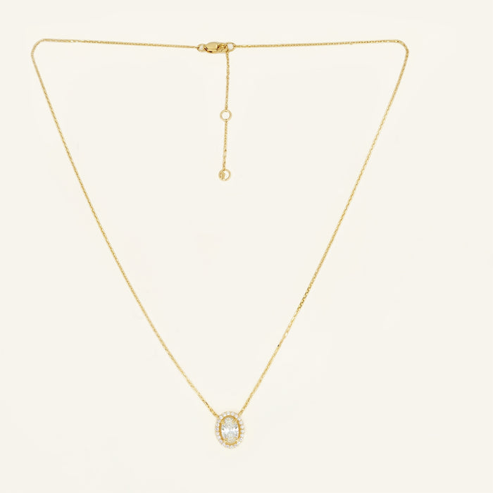Oval Lab Grown Diamond Halo Necklace