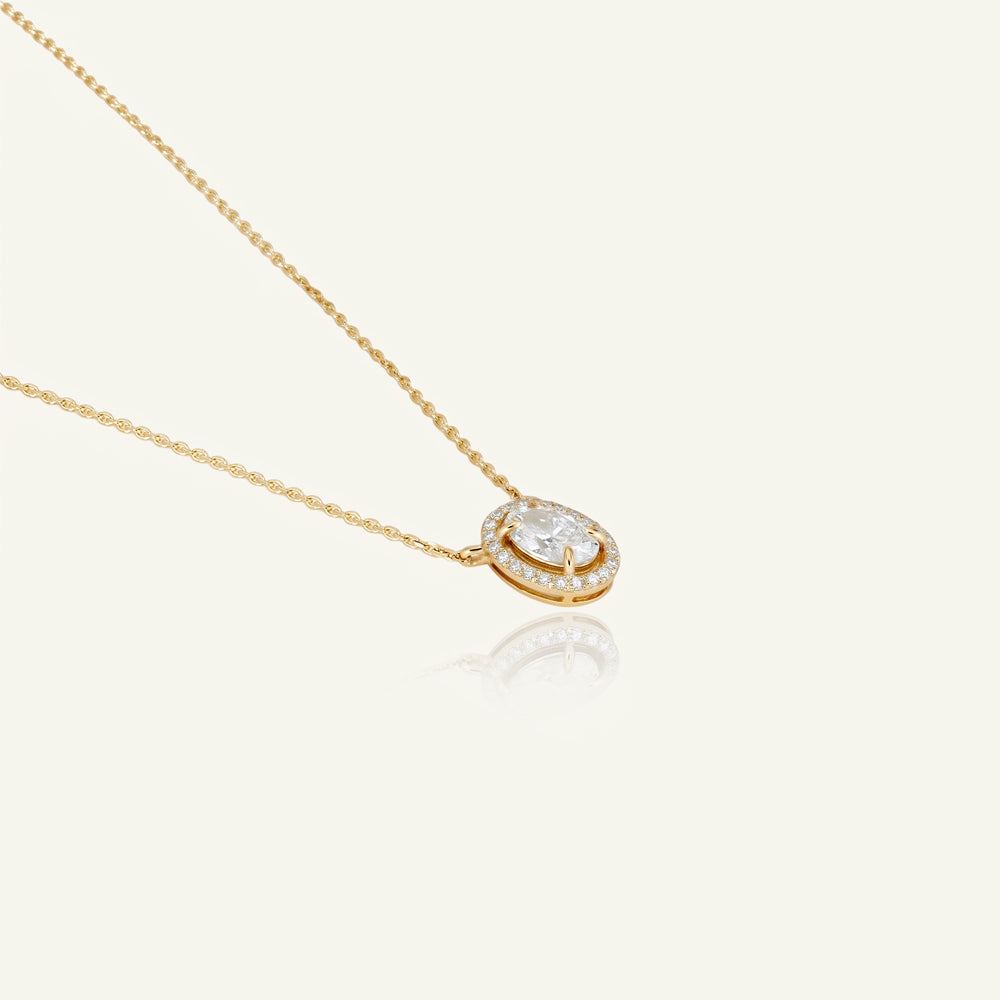 Oval Lab Grown Diamond Halo Necklace