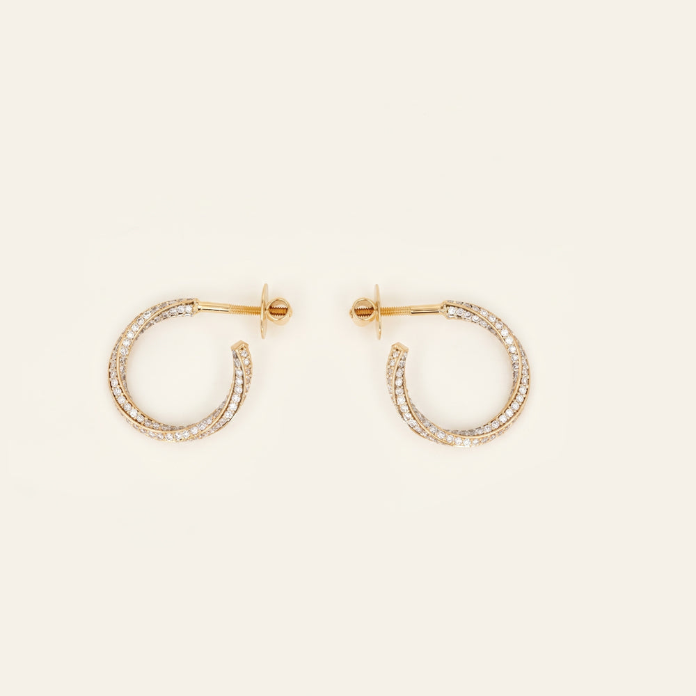 Natural Diamond Double Curve Hoop Earrings
