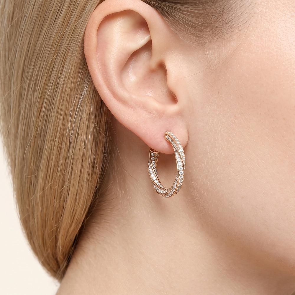 Natural Diamond Double Curve Hoop Earrings