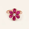 Ruby & Natural Diamond Flower Ring
