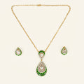Lab Grown Diamond Polki & Green Enamel Jewellery Set