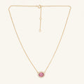 Rubellite & Natural Diamond Halo Necklace